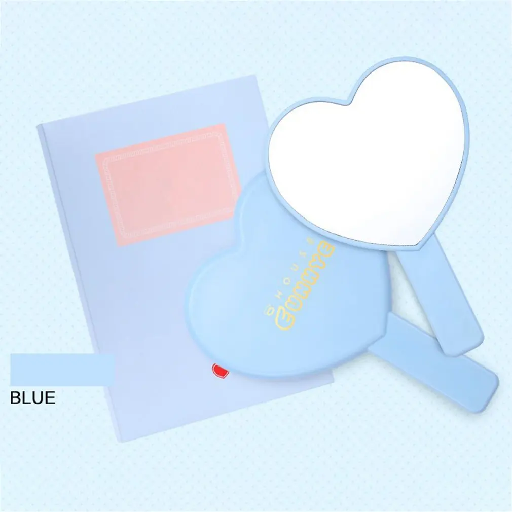 Romantic Cute Girl Heart Shaped Candy Color Makeup Mirror 3 Colors Portable Hand Grip | Красота и здоровье
