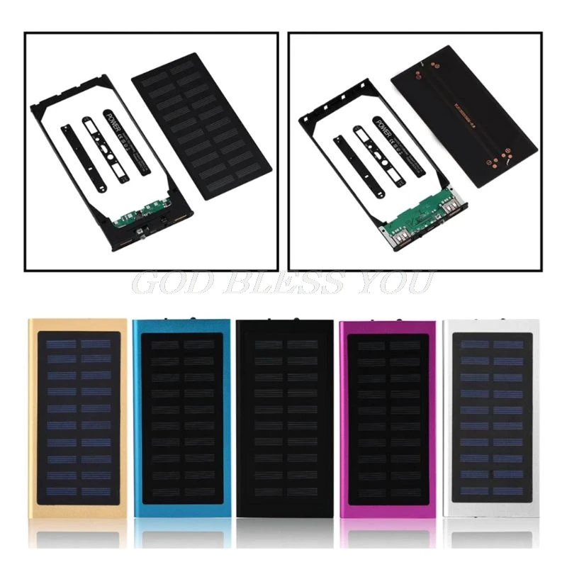 

(No Battery)Mobile Phone Power Bank Caase 10000mAh Dual USB Portable Fast Charge Solar Mobile Power Bank Metal Case DIY Kit