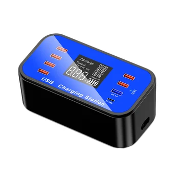 

A11 QC3.0 Type-C PD18W Tablet Phone LED Digital Display 8 USB Smart Fast Charger(EU Plug)