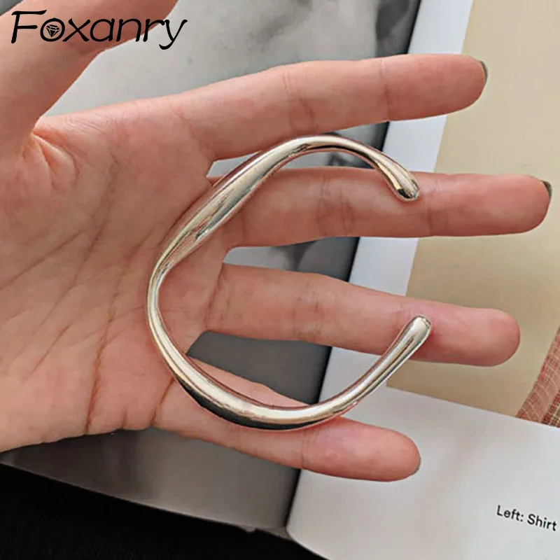 Stamp Bracelet Foxanry Minimalist Stamp Solid Bracelet Spring New Trendy Irregular Geometric Birthday Party Jewelry Gifts