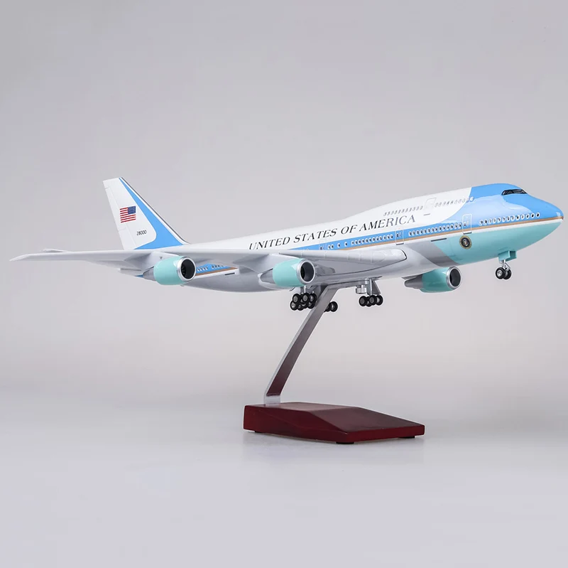 47 см 1/150 масштаб ВВС один самолет модель США boeing 747 литой самолет W светодиодный светильник и колеса смолы пластиковый сплав модель самолета