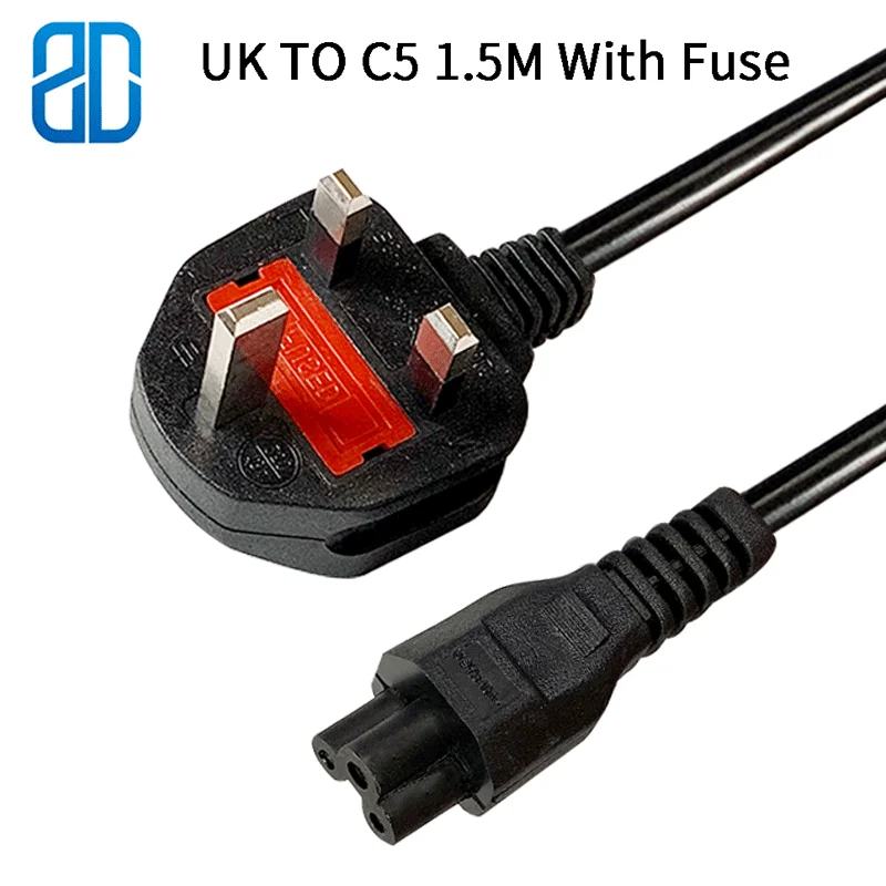 

UK Singapore Malaysia Power Extension Cable Cord British Lead Cable Cord UK Plug To IEC320 C5 For Laptop Charger LCD TV 1.5M 5ft