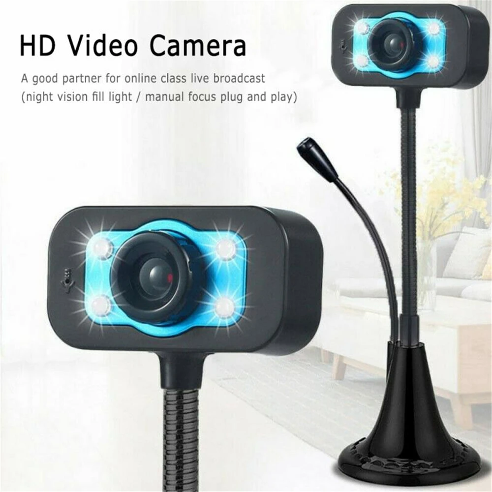 Webcam HD Web Camera Built-in Microphone USB Plug Web Cam Night Vision For PC Computer Mac Laptop Desktop YouTube Skype