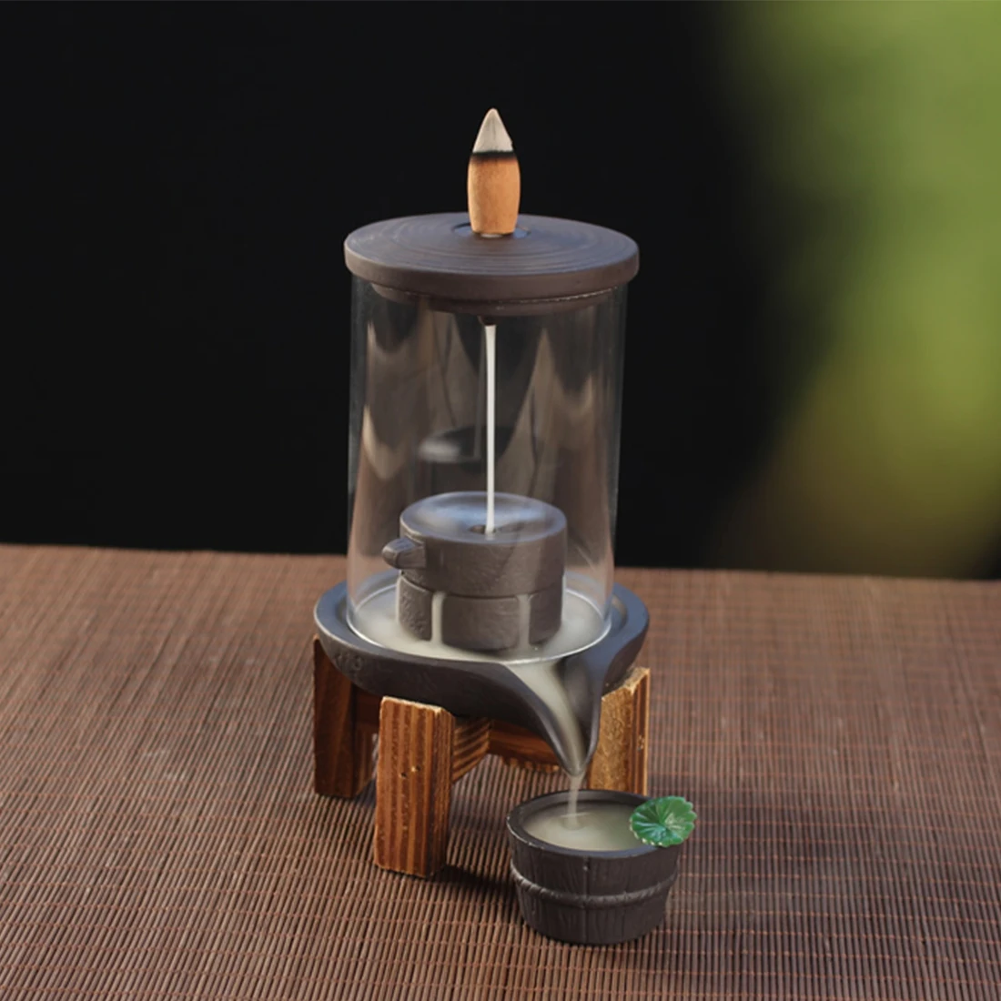 Porte-encens Pour Bâtons D'encens Anti-cendres Avec Collecteur De Cendres En Verre Amovible, Support Pour Brûleur D'encens Avec Base En Bois Pour La Maison, Le Bureau, Le Yoga, La Méditation