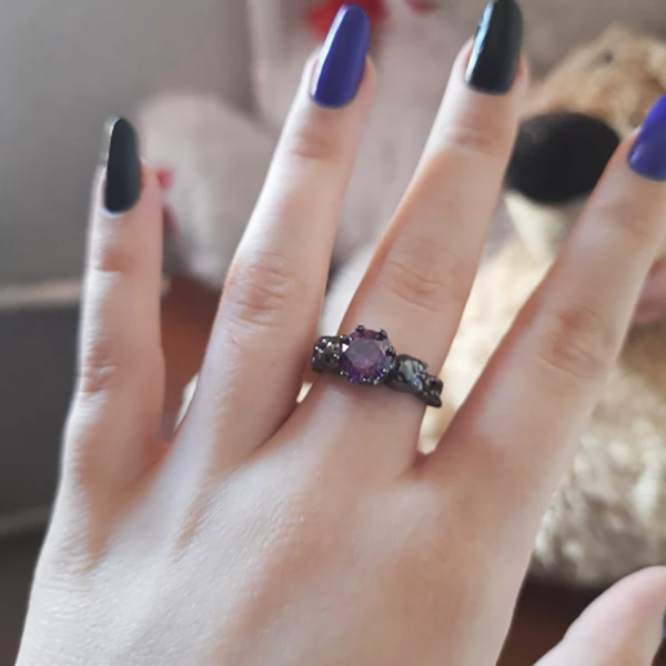 KRYMSON 1 vleermuisring, 1 opbergtas, gothic-ring, gothic-metalen