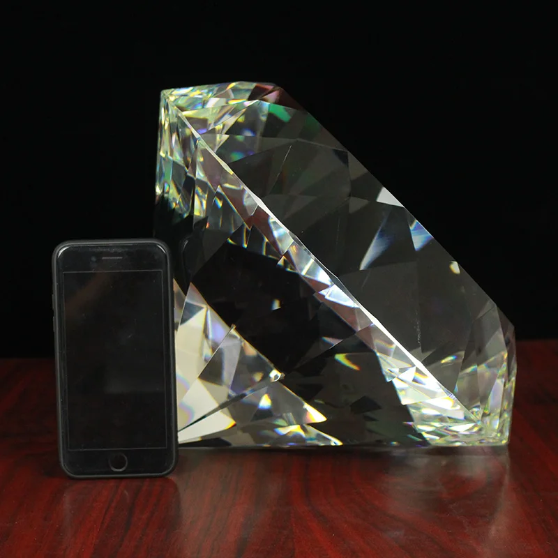 200mm Big Diamond Crystal Paperweight Cut Glass Large Giant Diamond Jewelry Gift 6