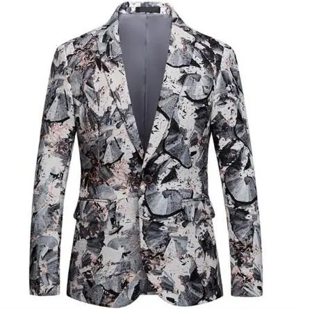 Men's Fashion Boutique High-end Brand Party Casual Blazer Coat / Mens Floral Slim Business Suit Jacket Big Size M-5XL EM203