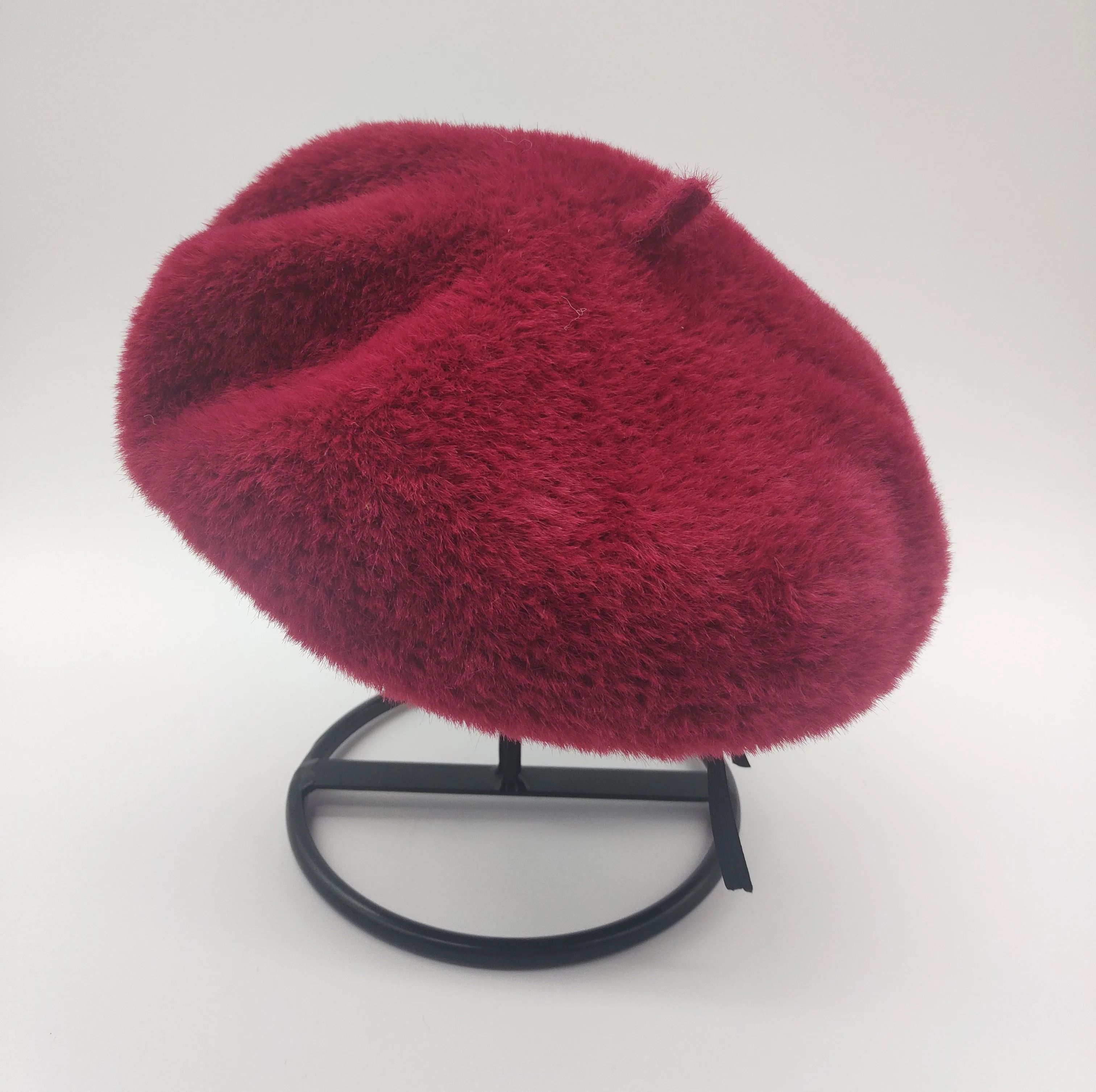 Женская Повседневная зимняя теплая шапка карамельного цвета Дамский берет для девочек меховой берет шляпа британская Женская кепка художника Тыква - Цвет: burgundy