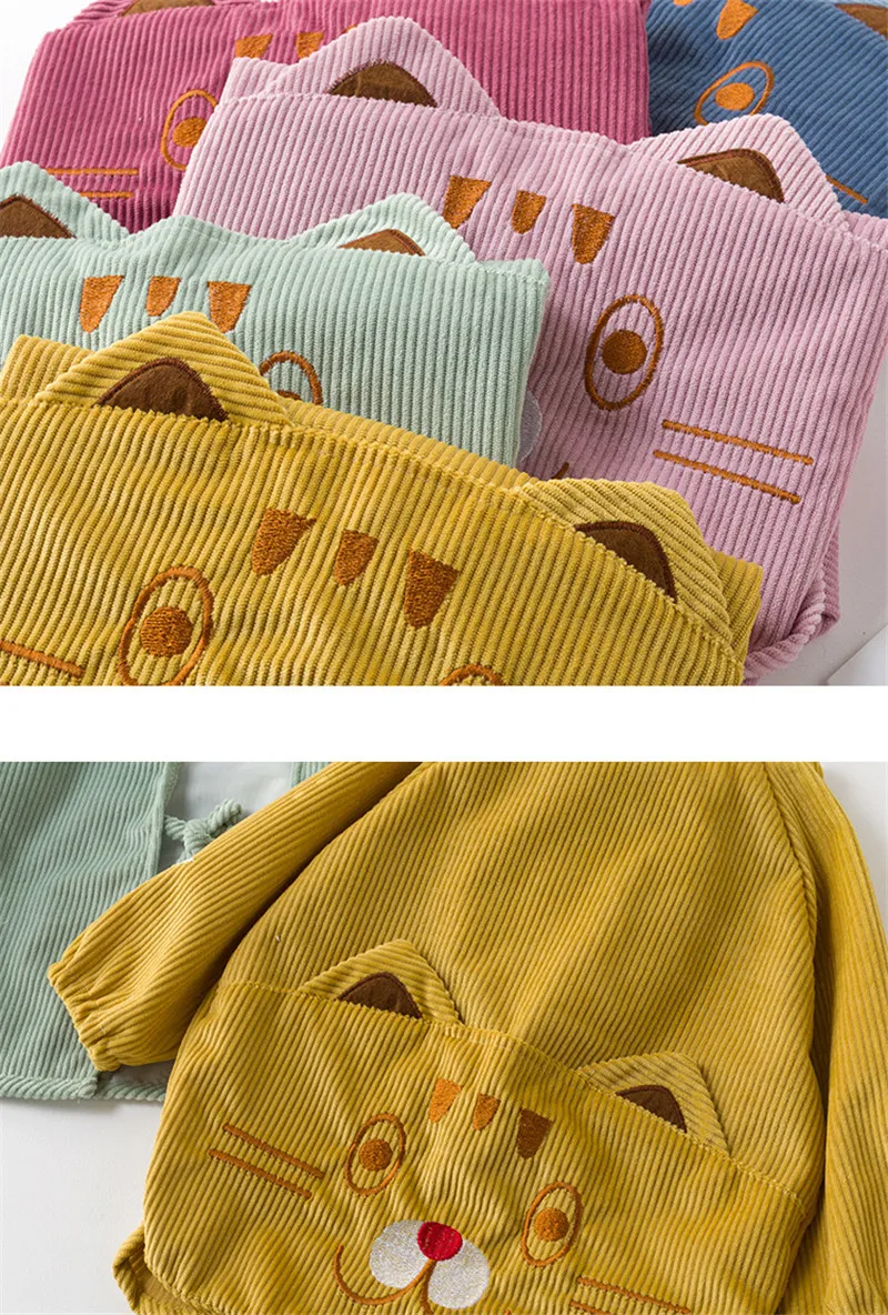 Boy Girl Cartoon Feeding Bibs Baby Extra Soft Natural Cotton Bibs Children Warming Corduroy Drawing Anti-dirty Long Sleeve Apron
