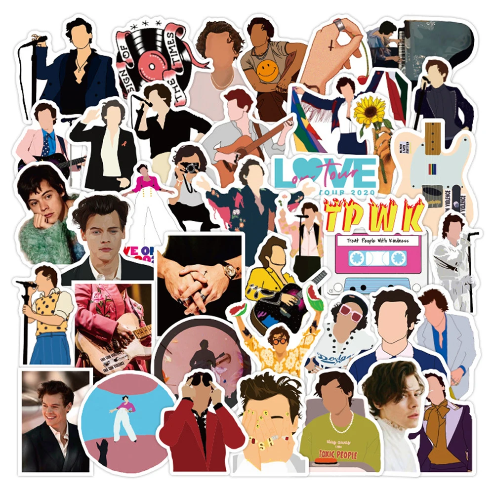

50Pcs Not Repeat British Singer Style Luggage Stickers For Cute Decals Stickers To Laptop Phone Suitcase Guitar Fridge Car