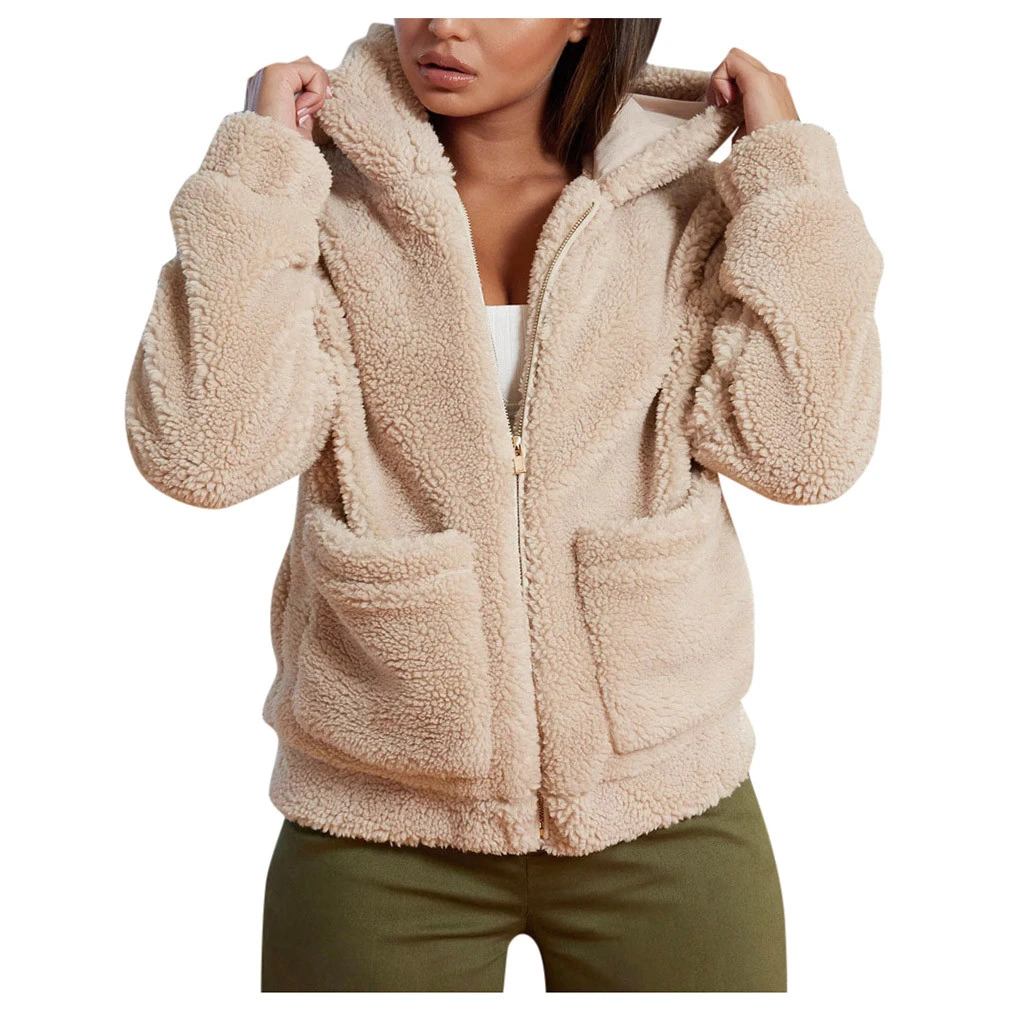 Fuzzy teddy bear jacket with hood Clearance