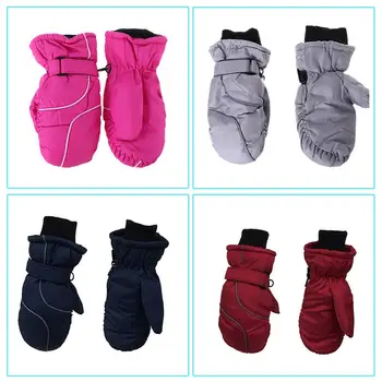

Toddler Kids Winter Snow Ski Gloves Waterproof Windproof Solid Color Patchwork Thicken Warm Adjustable Stretchy Mittens 5-9T