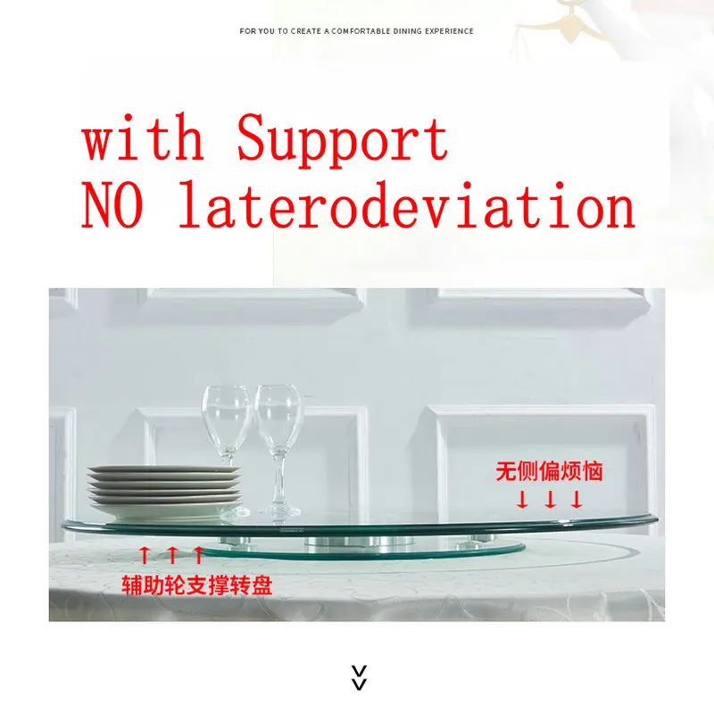 Double Layer Tempered Glass Lazy Susan Dining Table Top Turntable Swivel Plate HQ GG02 With Supporting Legs More Stable