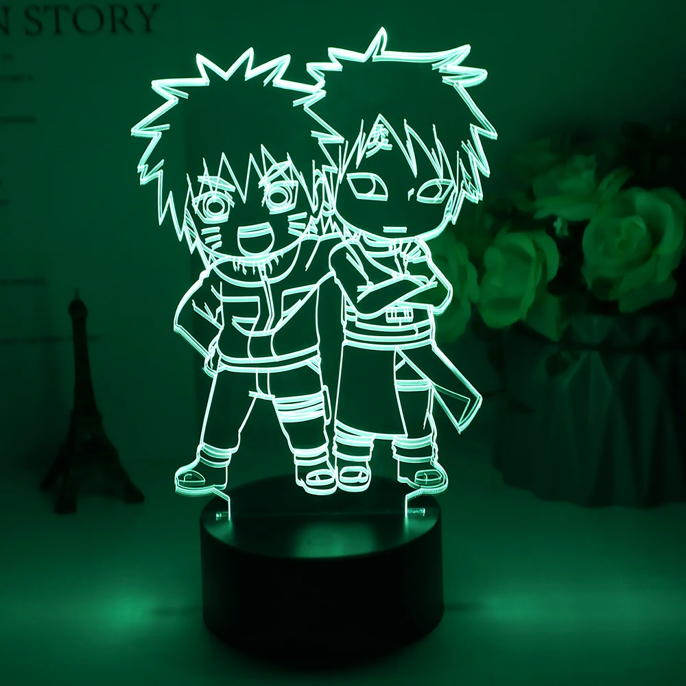 

Japanese Anime Cute Naruto and Gaara Figure 3d Led Night Light for Kids Bedroom Decoration Best Birthday Gift Child Bedside Lamp