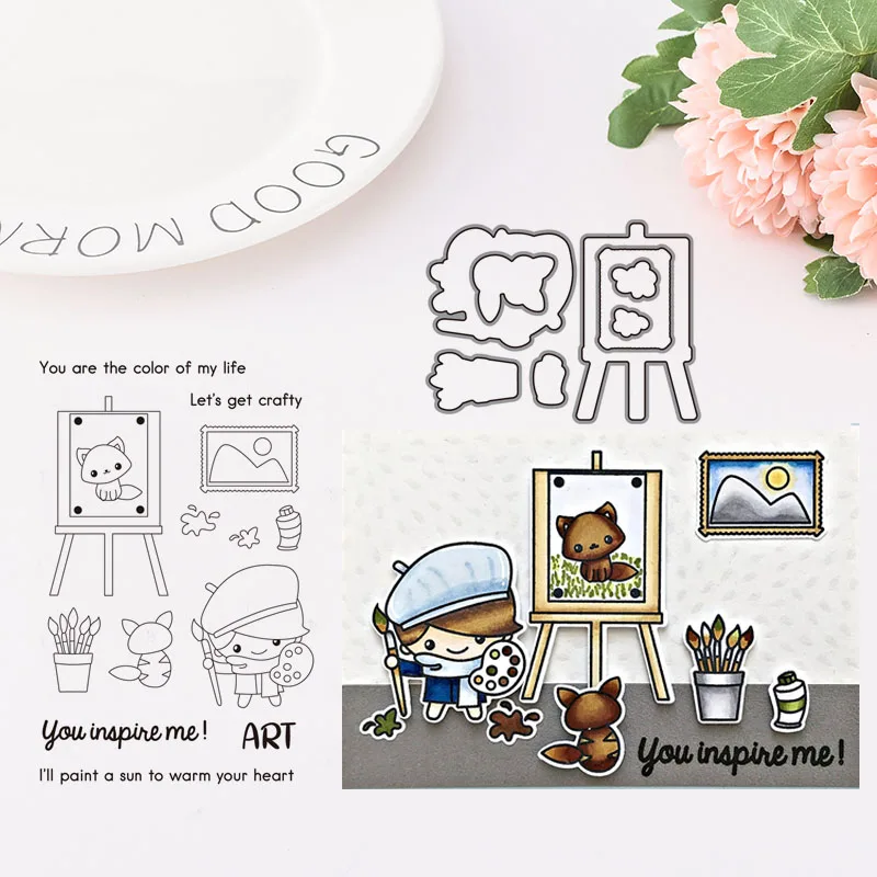 

painting outline Stamp and dies 2019 for card making You inspise me Clear stamps&die set for craft stitched Embossing die mold