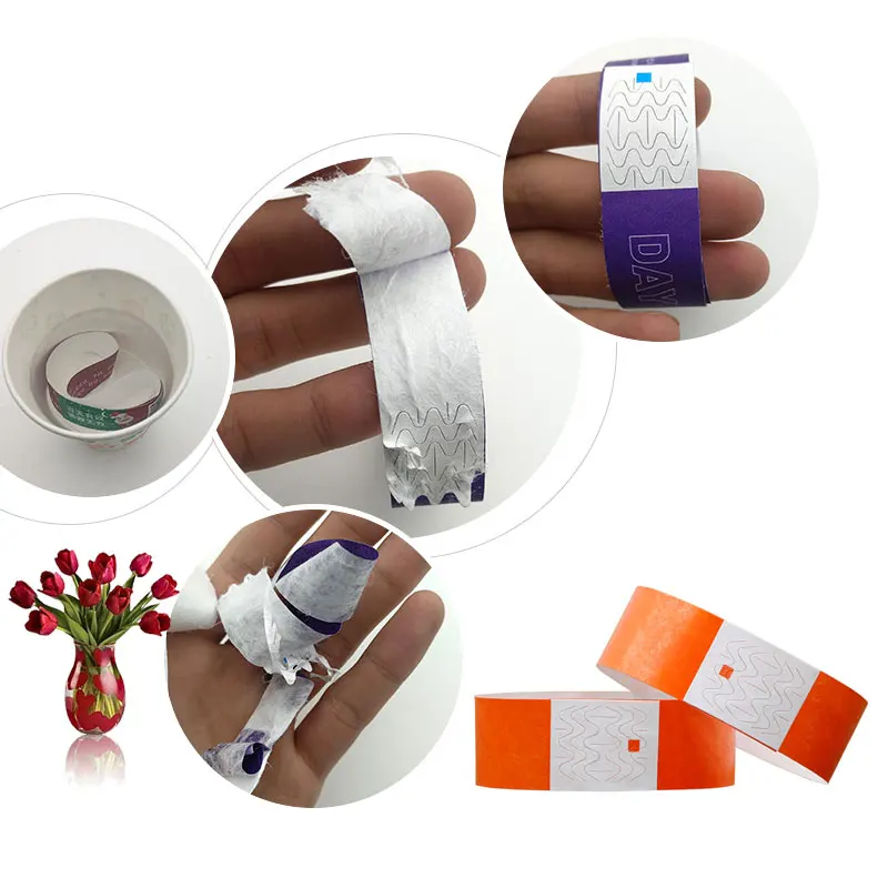 100 Pcs Count Tyvek Wristbands 3/4 Inch Disposable Waterproof Paper Wristbands for Party Playground Events Table Number