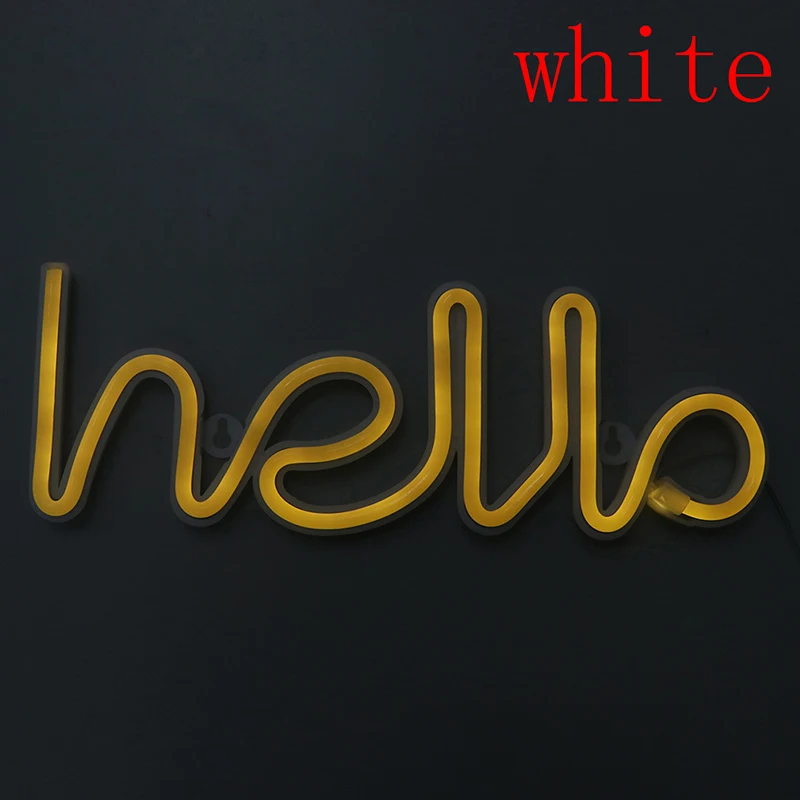 Белый Модный ночник неоновый Алфавит Hello неоновые огни для дня рождения Свадебная вечеринка спальня настенный Декор ночник - Испускаемый цвет: Белый