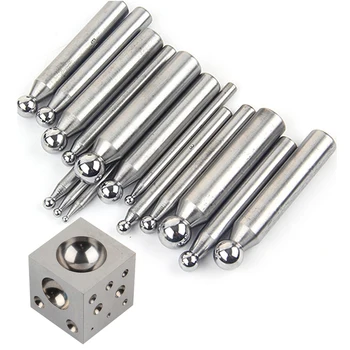 

Hot 16PCS Steel Dapping Punches with Doming Block Jewellery Metalwork Jewel Suppression Tools Jewelry DIY Tools