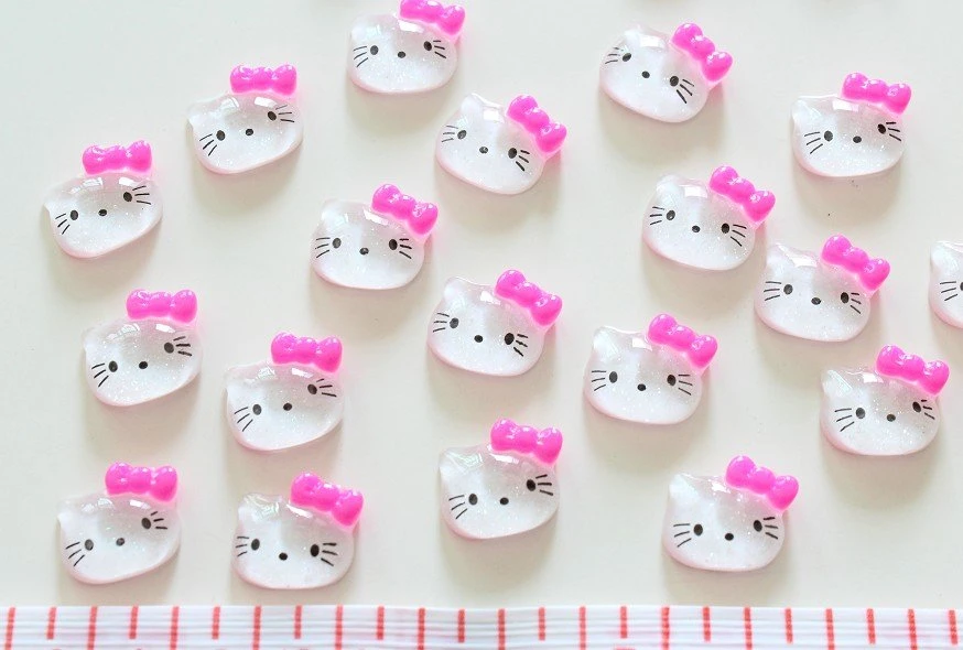 Set Of 100pcs Decoration Kitty Deco Kit Cabochon Flat Back Shiny Bling 