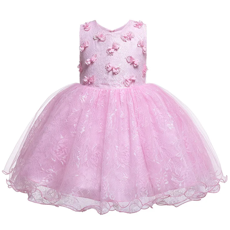 Платье для маленьких девочек; кружевные платья с бантом для дня рождения для девочек; От 1 до 5 лет; элегантные вечерние платья для малышей; одежда для малышей - Цвет: pink