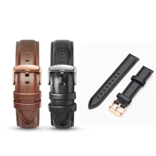 Качественный кожаный ремешок для часов Zazac, коричневый с застежкой из розового золота, ремешок для часов 14 мм, 18 мм, 20 мм, ремешок для часов DW Daniel Wellington