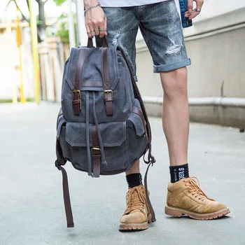 

Japanese Korean version of the canvas bag cover with retro casual street travel outdoor mountaineering backpack student bag