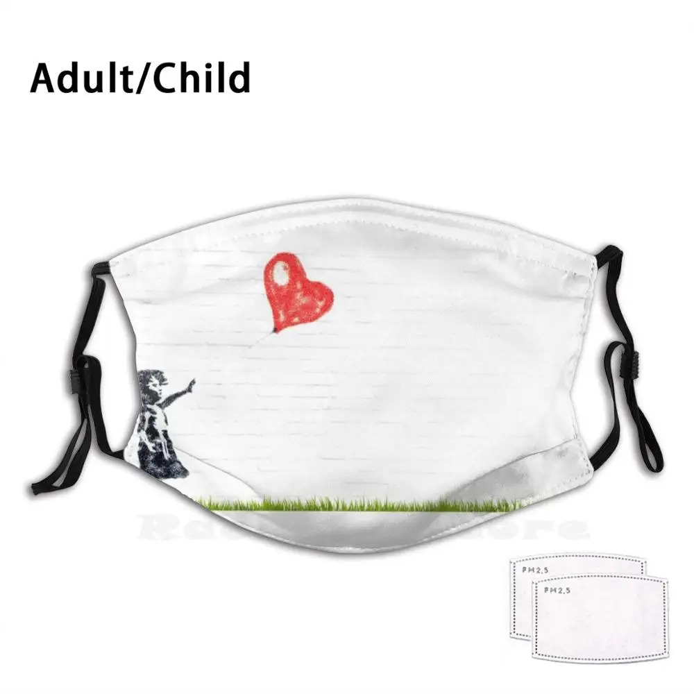 

The Balloon Girl Print Washable Filter Anti Dust Mouth Mask Girls Ball Child Heart Innocent Love Loss Wave Female To Play Fly