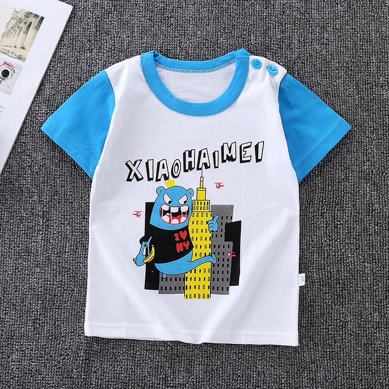 Baby Kids Tops Boys and Girls Short Sleeve T-shirt 9M-24M Cartoon Cotton Tee