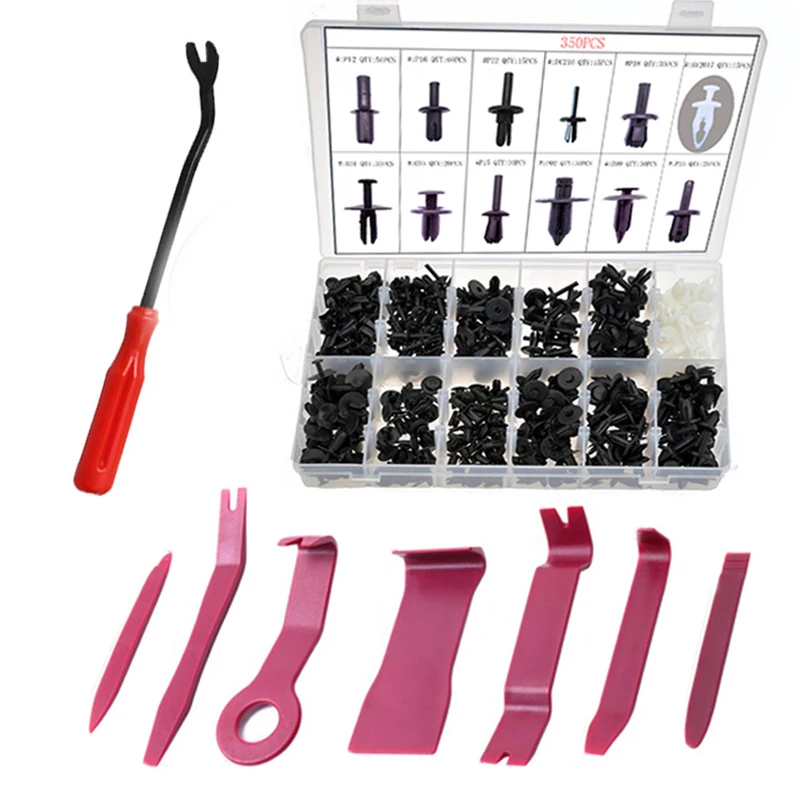 

350 PCS Car Retainer Clips Fender Bumper Retainers Plastic Fasteners Clips Rivets Trim Assortment Kit