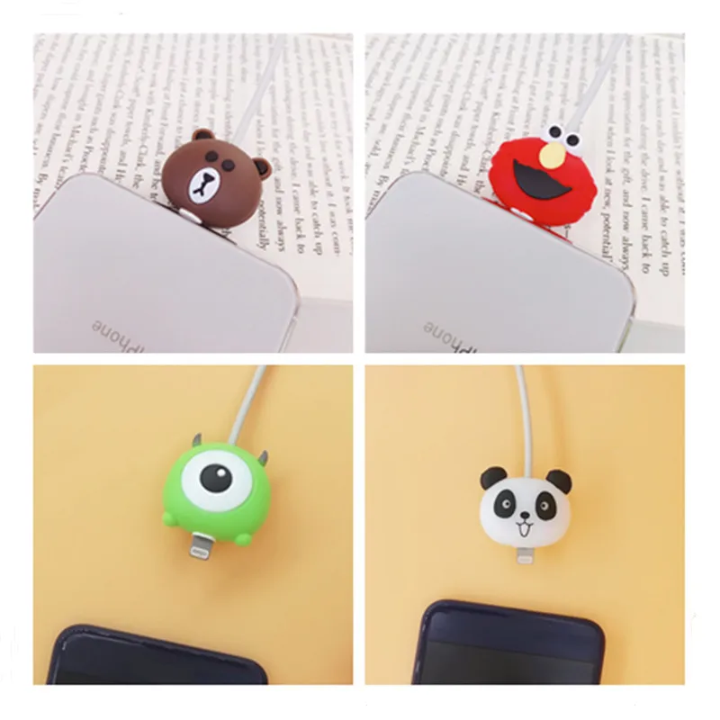 Горячая милый мультфильм animel кабель протектор для iphone usb кабель chompers держатель зарядное устройство провода Органайзер аксессуары для телефонов