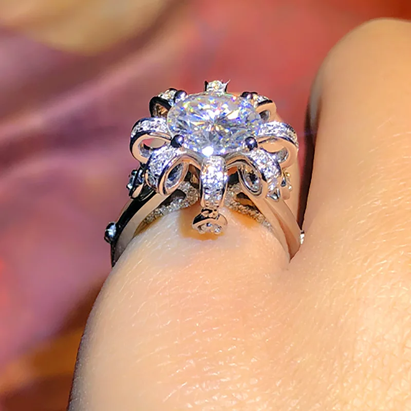 

S925 Sterling Silver color Diamond Rings for Women Fine Anillos Mujer Jewellery Anillos De Bizuteria Wedding Gemstone Ring Girls