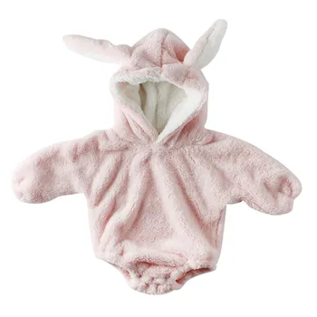 

Autumn Baby Bodysuit Newborn Girls Boys Long Sleeve Cartoon Rabbit Ear Design Cotton Hoodie Plush Kids Casual Jumpsuit New