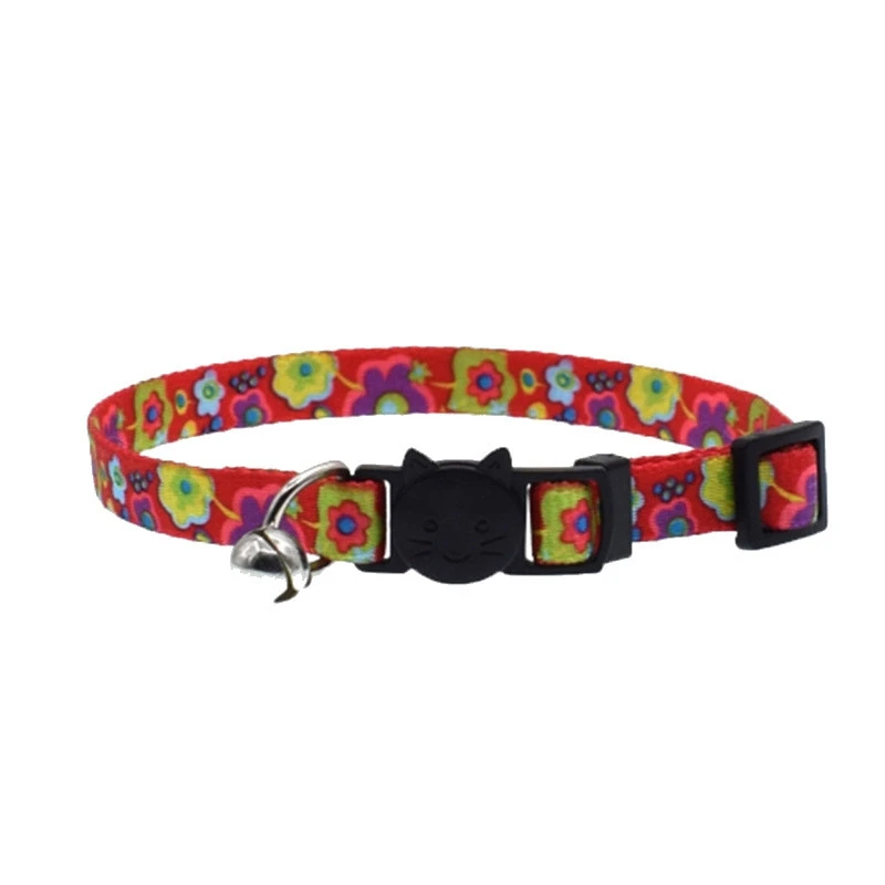 D Ошейник для кошек, ошейник для котенка, кошки, катзенхалсband, Afety, с пряжкой, регулируемый, с принтом, ошейники, товары для домашних животных - Цвет: D
