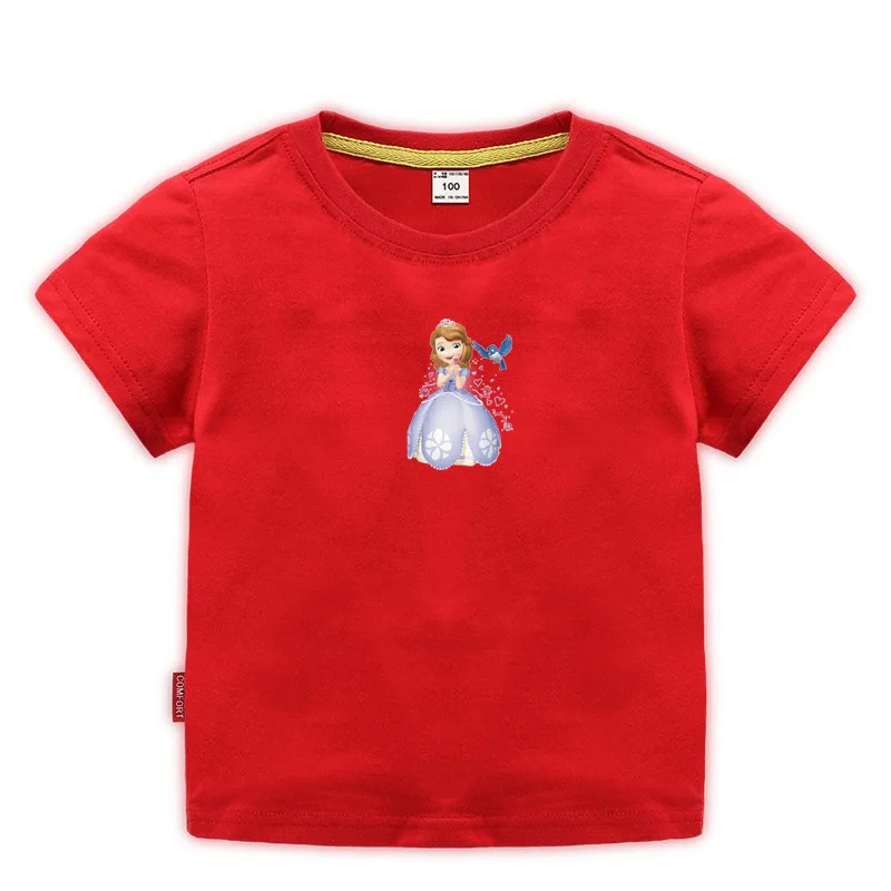 Red Футболка принцессы «hello kitty» для девочек; костюм; летняя хлопковая детская одежда с короткими рукавами; белая и черная футболка для девочек; топы - Цвет: Red