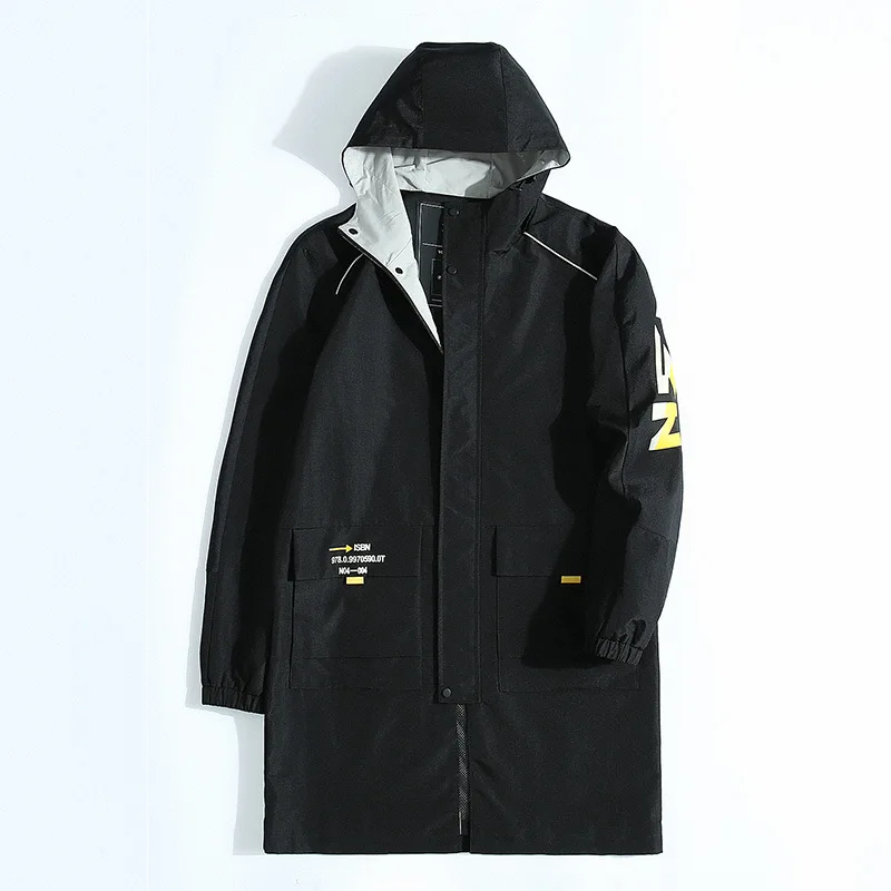

2019 Spring New Print Men's Collar Trench Coat Men's Loose Thin Casual Jacket Extra Large 6XL 5XL 4XL Hooded Jacket