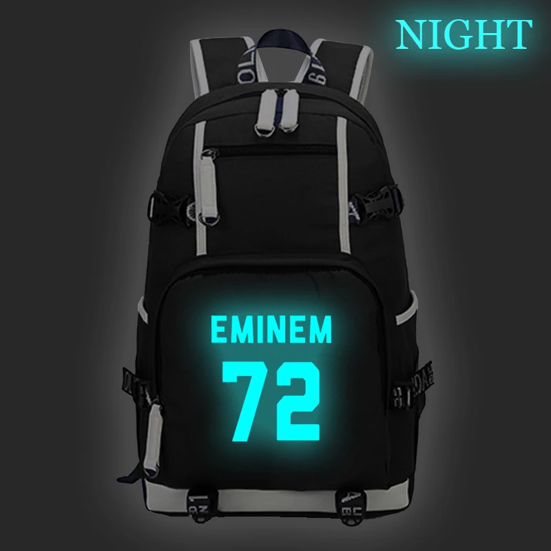 Rap God Eminem Fashion Luminous Backpack Boys Girls Schoolbags Printing Backpack Large Capacity Backpack Casual Travel Bag