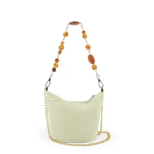 Женская бархатная сумка с акриловыми бусинами на цепочке, вместительные маленькие сумки через плечо для женщин, винтажная сумка на плечо для пельменей, женские сумки