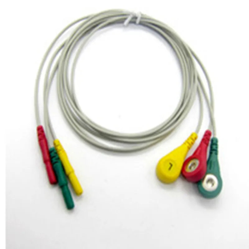 5 шт./лот AAAMI holter рекордер ЭКГ leadwire, 3 провода, оснастки, IEC D1.5 к оснастке 4,0 Holter кабели для Holter ЭКГ машина
