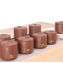 Традиционные фиолетовые глиняные керамические банка для чая кухонные сосуды для хранения сахарница маленький монах шаблон контейнеры для хранения Домашний декор искусство