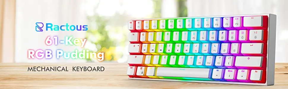 RTK61 60% Type-C wired Mechanical Gaming Keyboard with PBT Pudding Keycap RGB Backlit Hot Swappable Switch Mechanical Keyboard pc keyboard