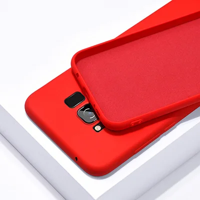 Мягкий жидкий силиконовый чехол для samsung Galaxy S8 S9 S10 Plus S10E TPU силиконовая задняя крышка для samsung Note 8 9 10 J4 J6 J8 - Цвет: Red