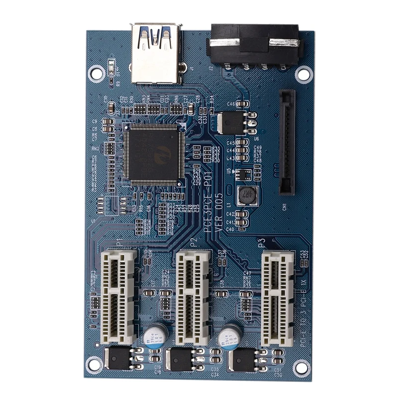 PCI-E PCI E Express 1X to 3 Port 1X Switch Multiplier HUB Riser Card +USB Cable