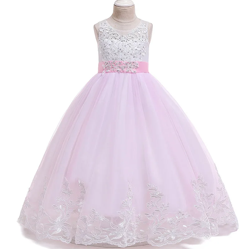 Tailing Girls Christmas Dress White Bridesmaid Kids Clothes Children Long Princess Party Wedding Evening Costume 12 13 14 Years