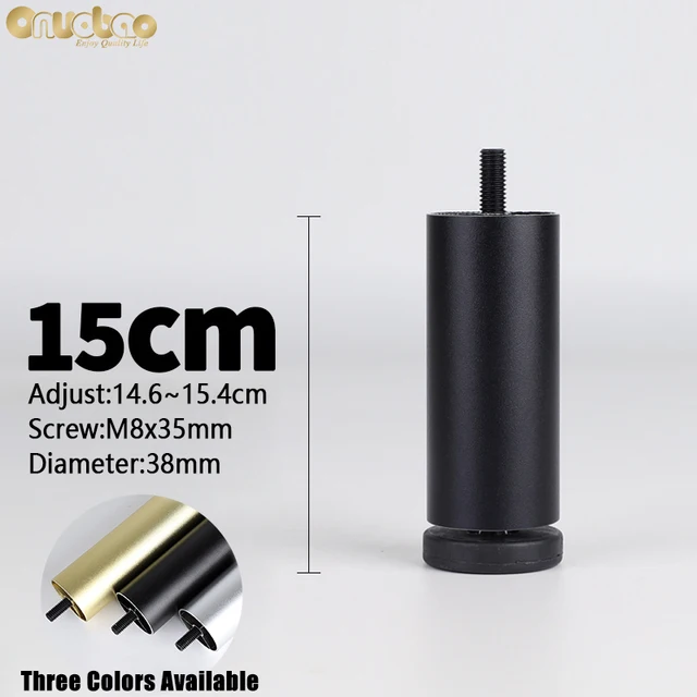 Onuobao 4PCS Furniture Leg M8 Screw Adjustable Aluminum Alloy Sofa Leg for Table Legs Raised Feet Refrigerator Washing Machine Black-15cm