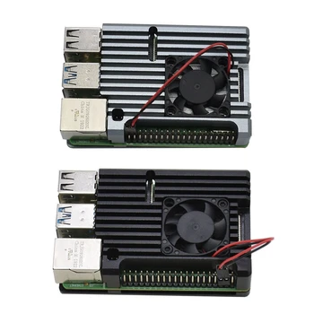 

for Raspberry Pi 4 4B Kit CNC Aluminum Protective Cover Case with Heatsink Cooling Dual Fan for Raspberry Pi 4 Model B