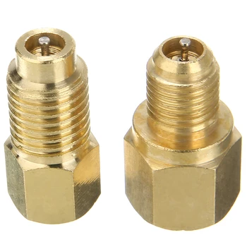 

High Quality 2PCS R134 to R12/R12 to R134a Brass Heavy Duty Tank Vacuum Pump Adapter Air Conditioning Accessories Set FJC INC