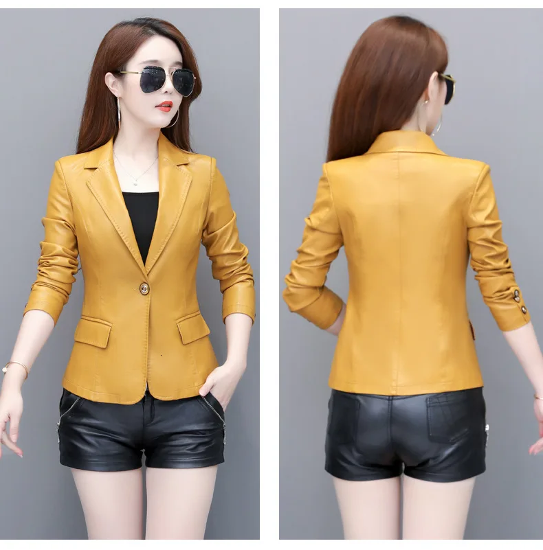 5xl feminino vermelho do falso couro blazers