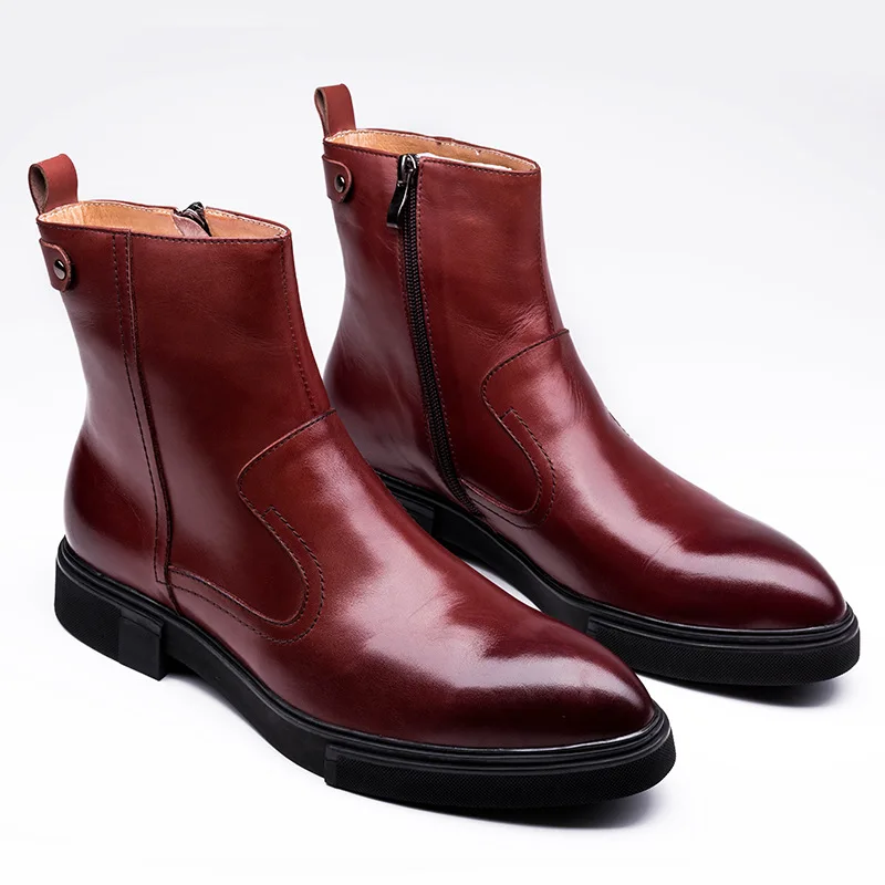 

Ankle Men Leather Boots Men Cowhide Short Boots Cowhide Leather Boots Work Cowhide 44 Size