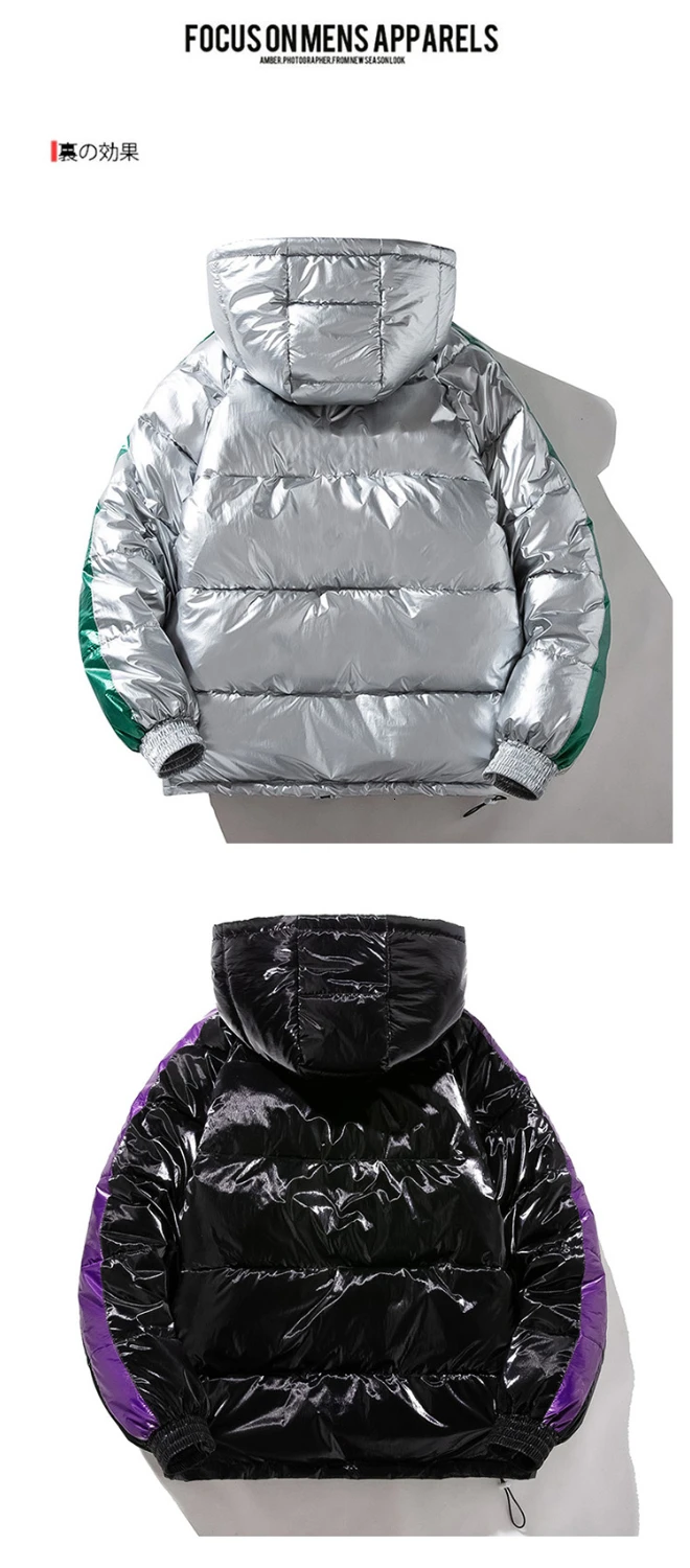 Горячие брендовые короткие парки пара куртка зима новые женские с капюшоном свободные серебряные и черные теплые пуховики хлопковые куртки Большие размеры ZH130