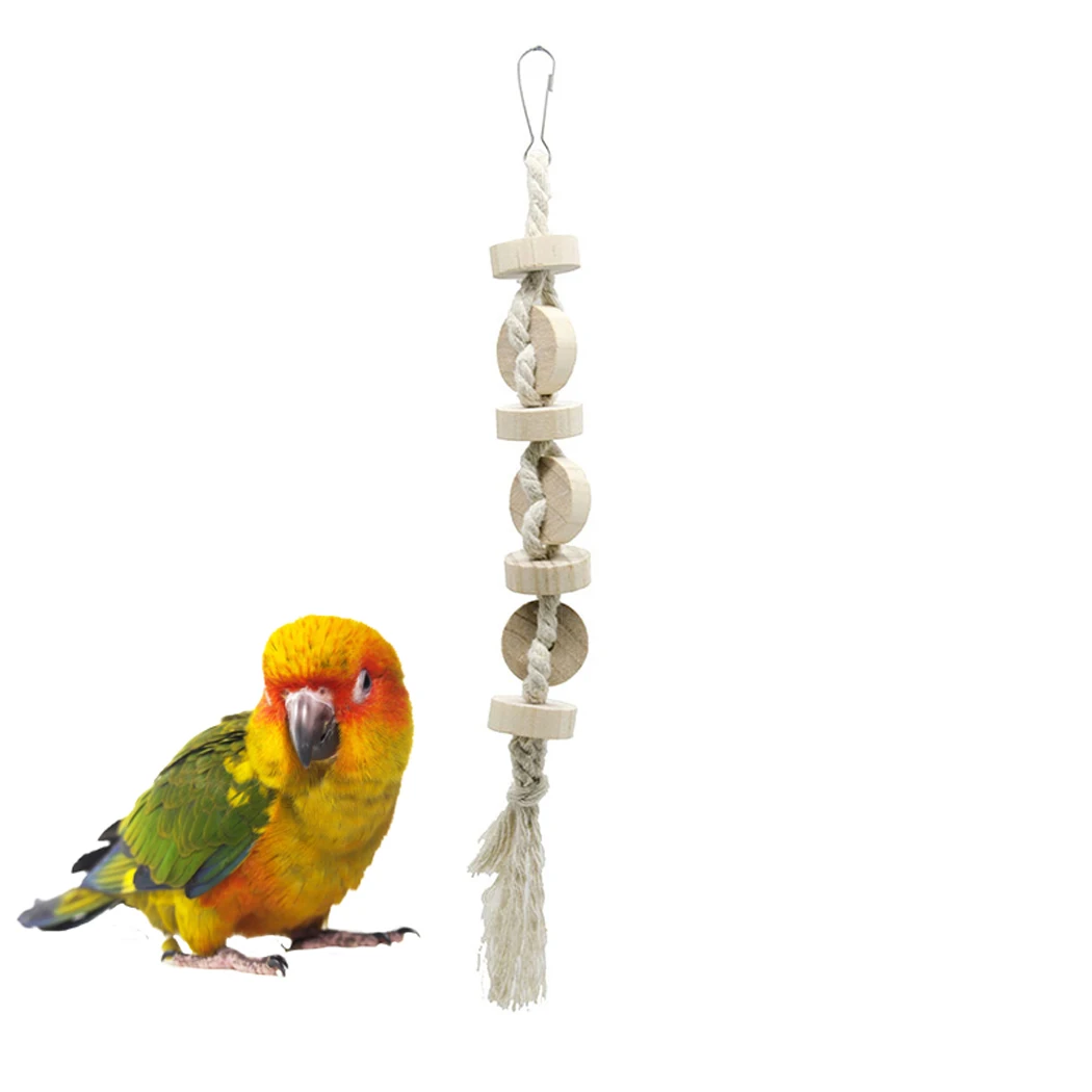 

Деревянная жевательная игрушка для птиц забавные монета строка дизайн птица подвесная игрушка клетка для птиц качели детские игрушки для п...